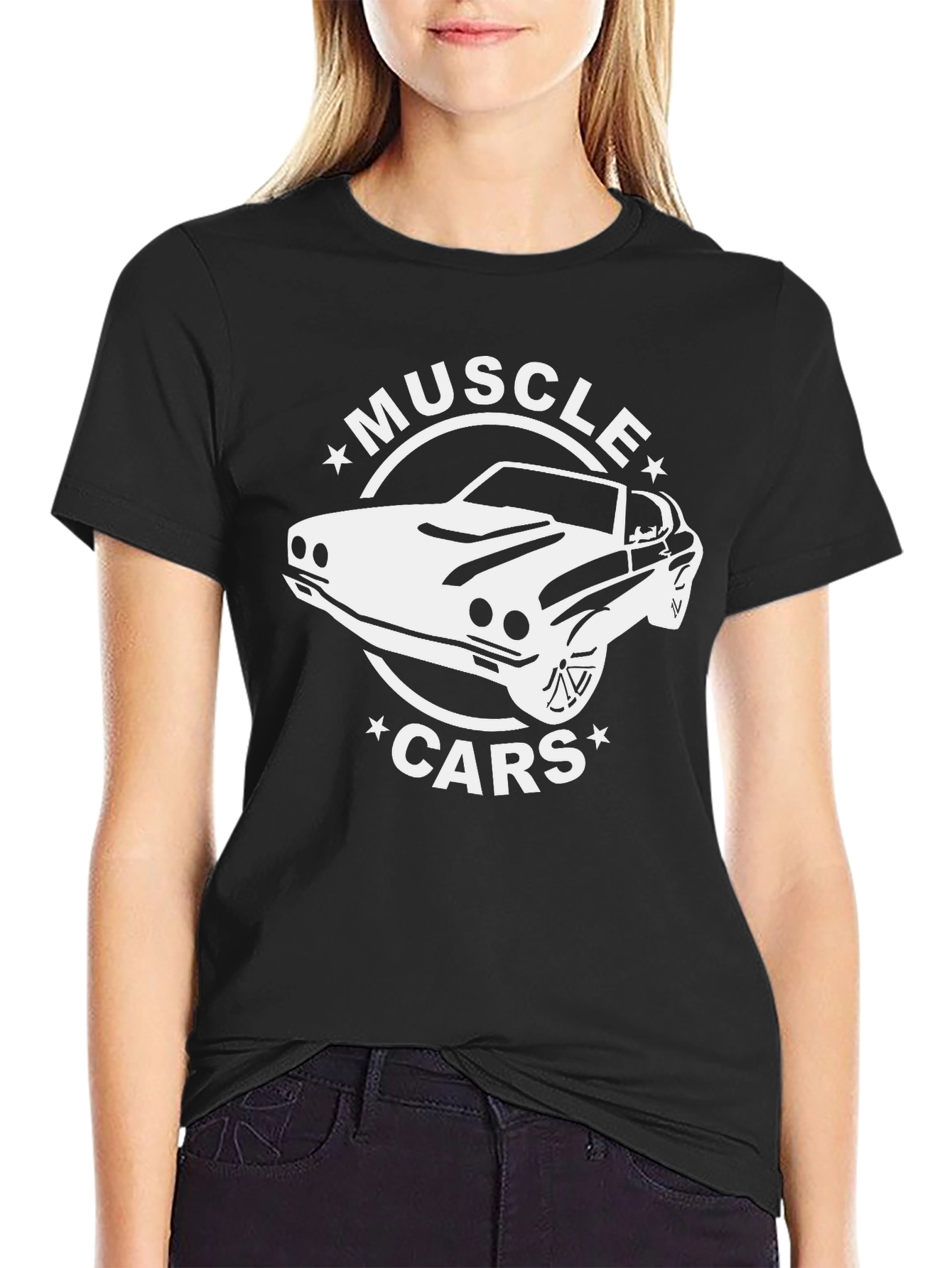 Muscle Cars Graphic Tee - Black Cotton T-Shirt