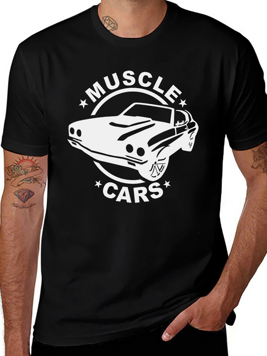 Muscle Cars Graphic Tee - Black Cotton T-Shirt