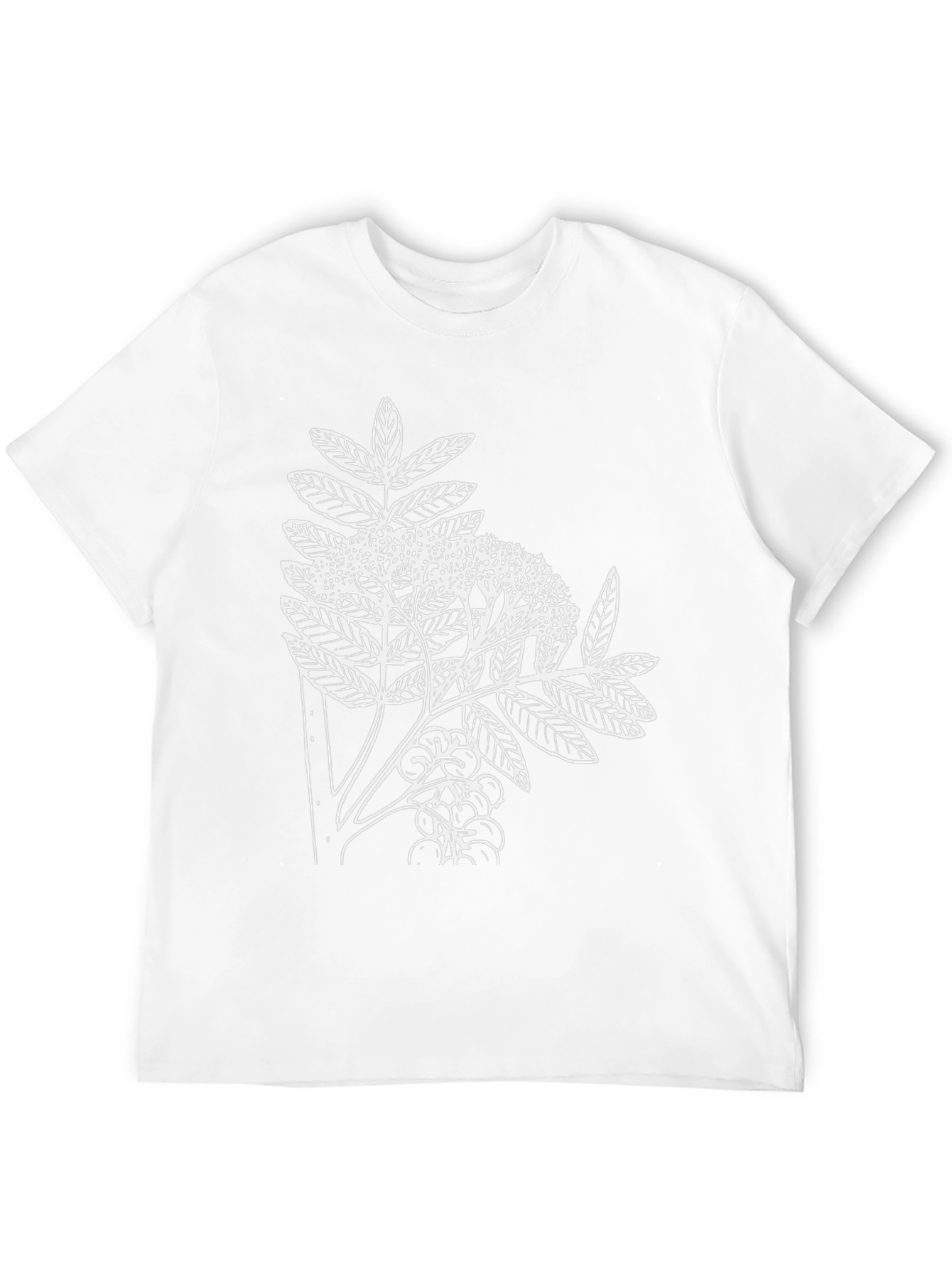 Botanical Print Tee - Black Cotton Casual T-Shirt