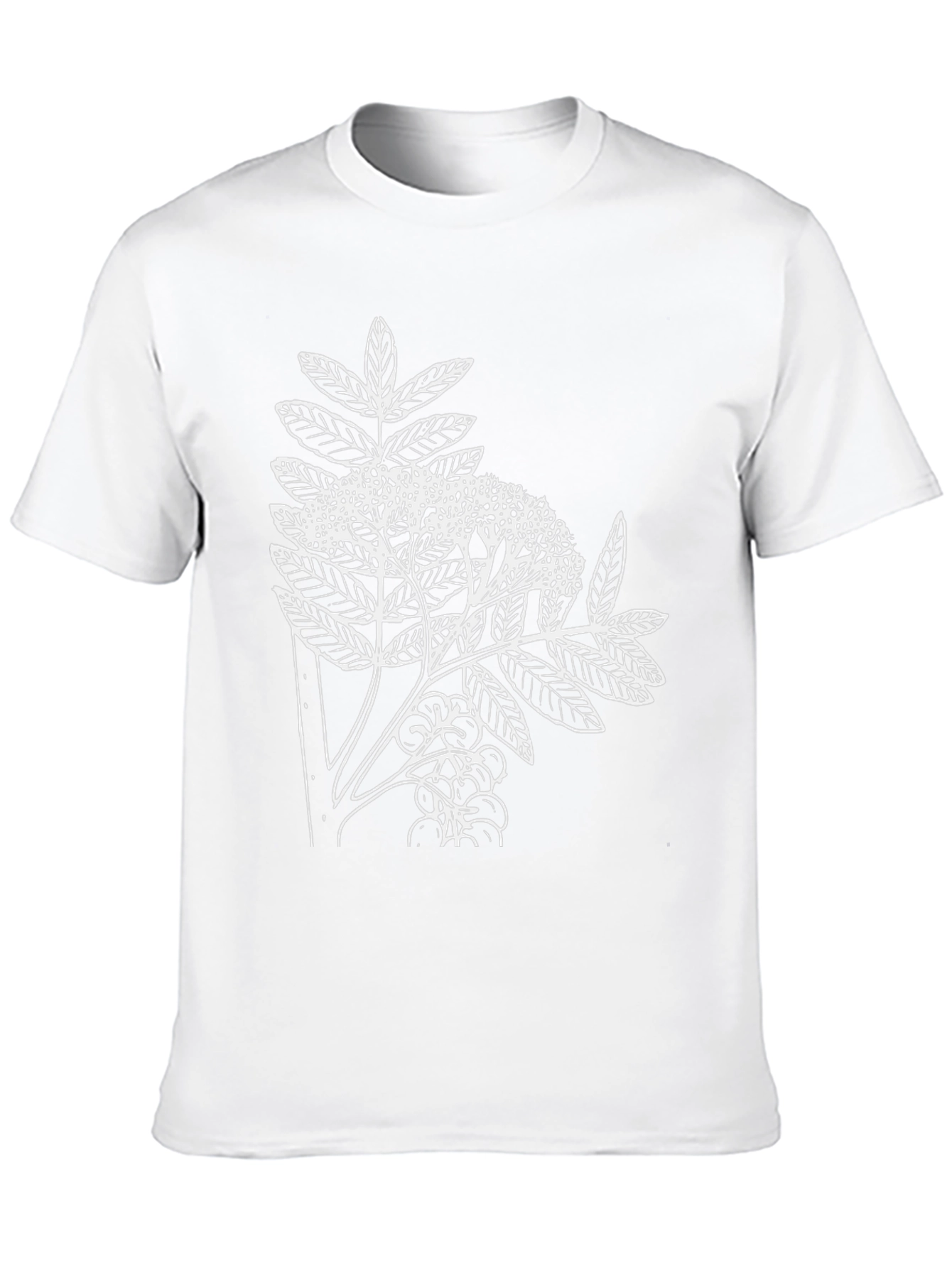 Botanical Print Tee - Black Cotton Casual T-Shirt