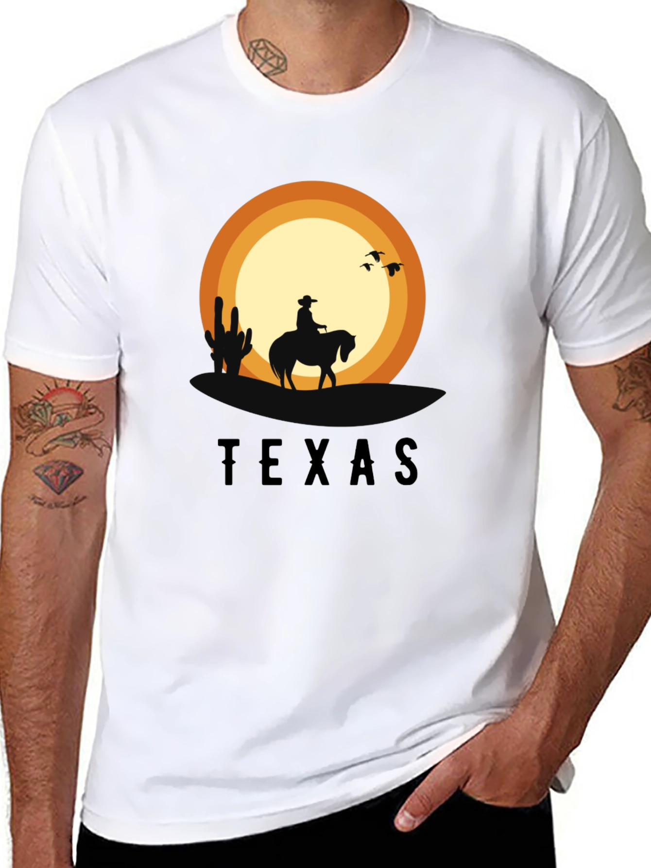 Texas Sunset Cowboy Graphic T-Shirt