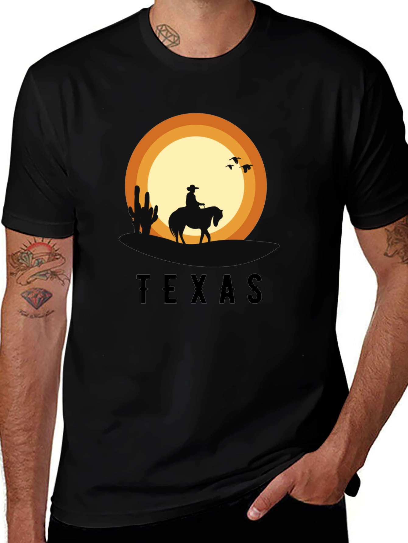 Texas Sunset Cowboy Graphic T-Shirt