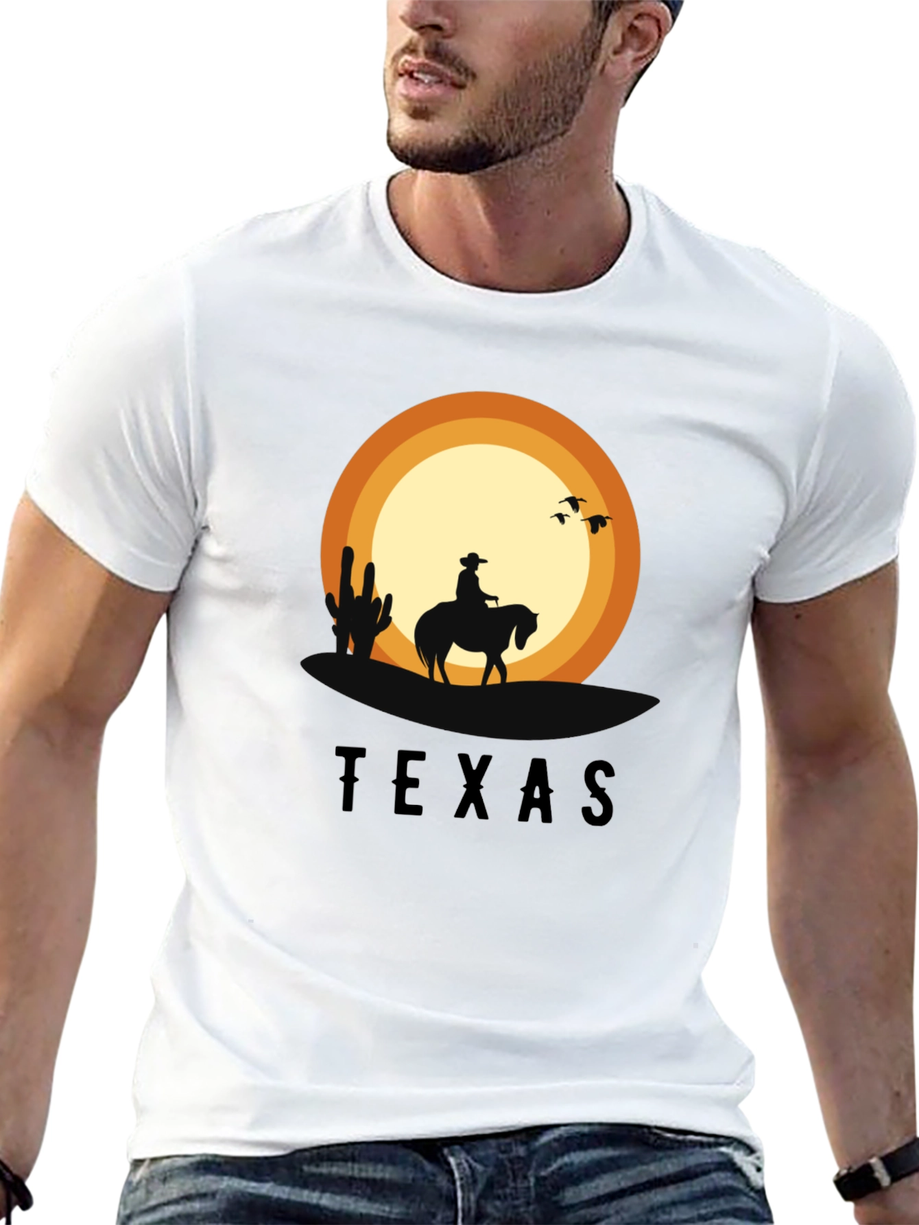 Texas Sunset Cowboy Graphic T-Shirt