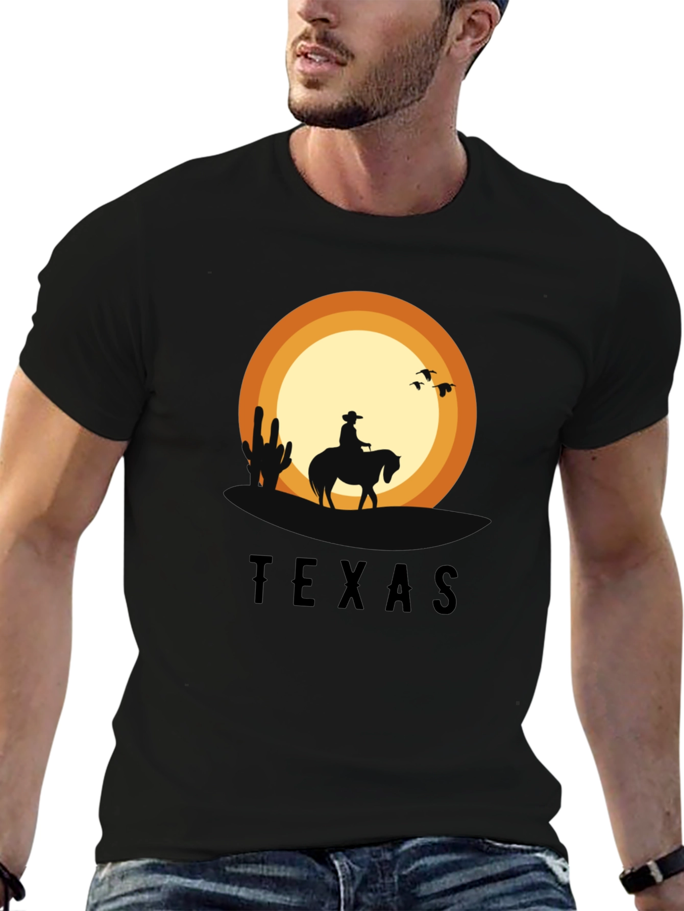 Texas Sunset Cowboy Graphic T-Shirt